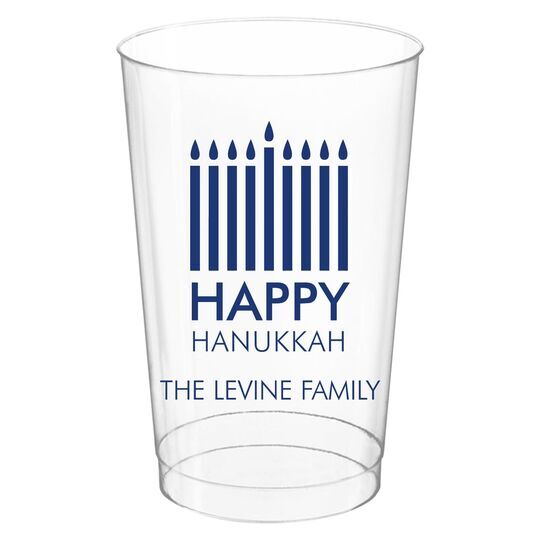 Modern Menorah Hanukkah Clear Plastic Cups